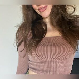 Seamless long sleeves Contour Collection Ribbed Croptop Mauve/Dusty Rose​